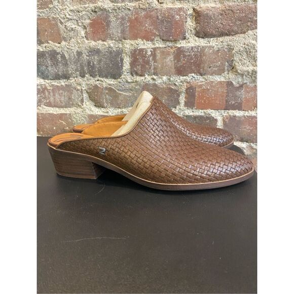 Zodiac  Quartz-3  Brown Leather Basket Weave Pointed Mule Sandals Women’s Size 8 - Picture 1 of 8